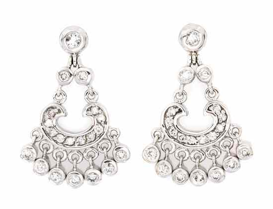 Appraisal: A Pair of Karat White Gold and Diamond Dangle Earrings