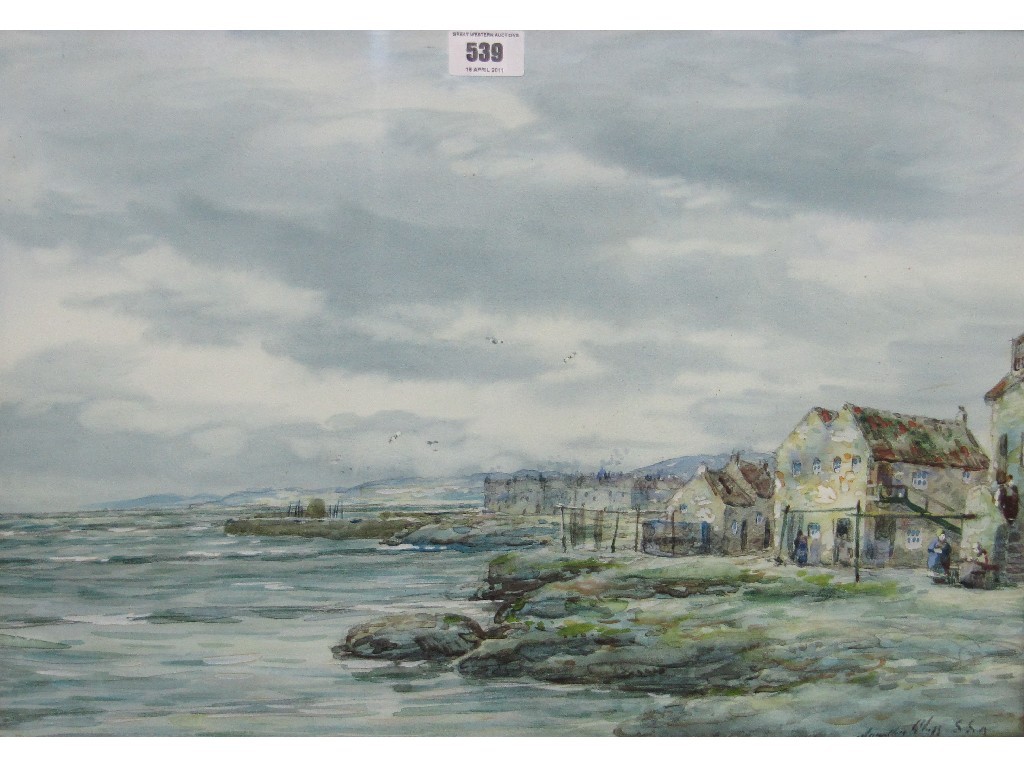 Appraisal: J HAMILTON GLASS Watercolour of an east coast fishing village