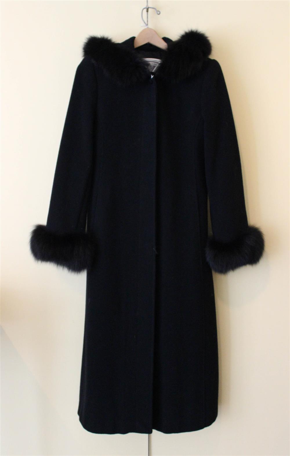 Appraisal: MARVIN RICHARDS BLACK LAMBSWOOL AND FOX TRIMMED COAT WITH MATCHING