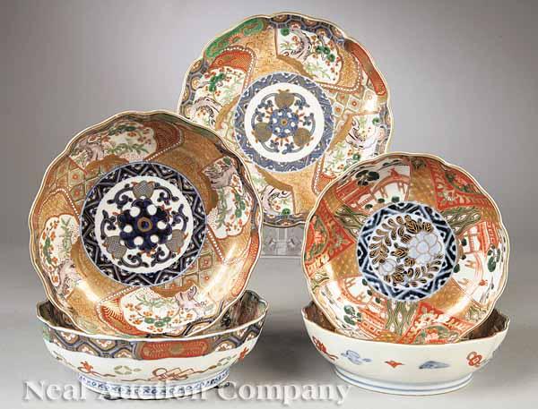 Appraisal: A Group of Eight Japanese Imari Bowls th c rich