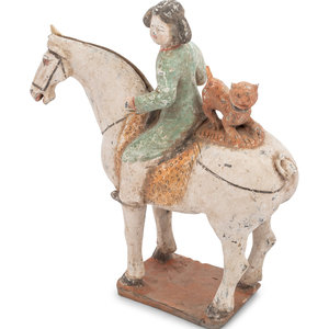 Appraisal: A Chinese Painted Pottery Figure of an Equestrienne with a