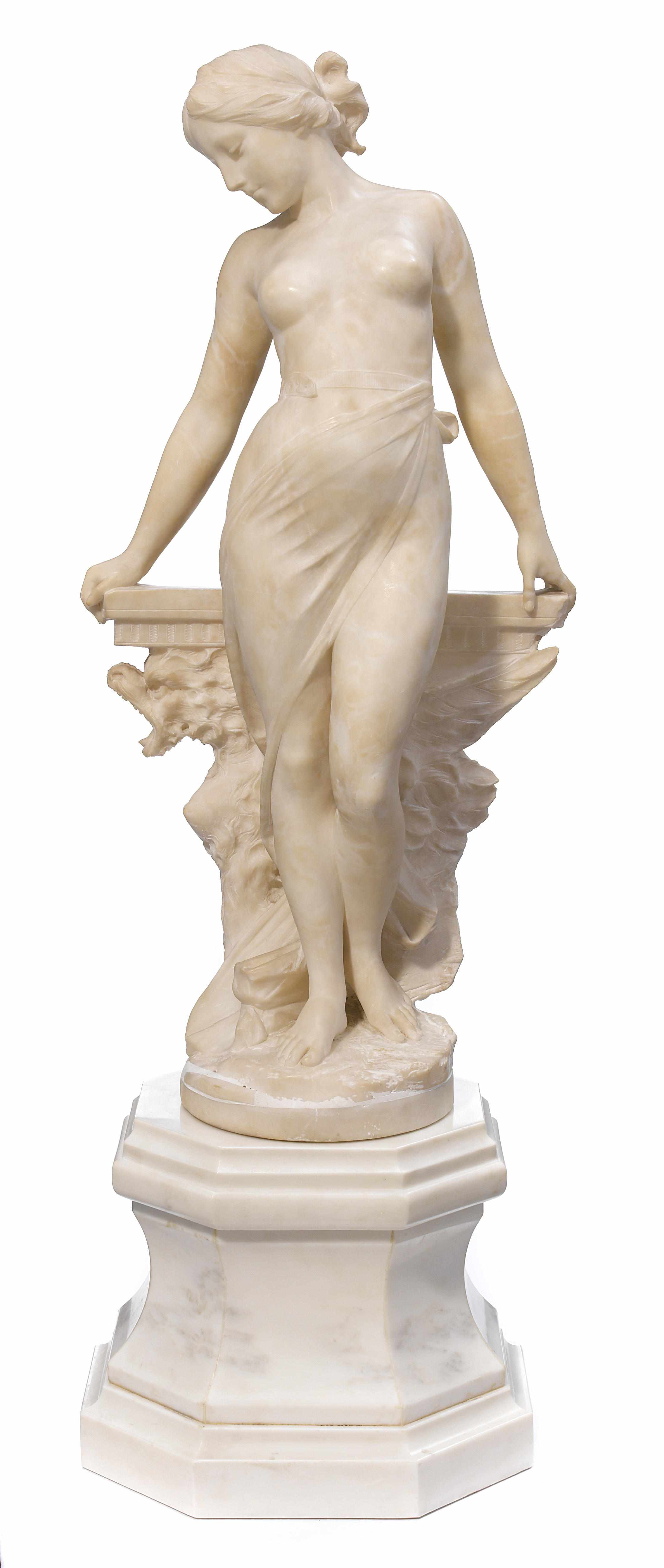 Appraisal: An Italian carved alabaster figure circa Modeled as a scantily