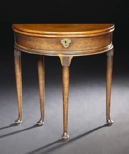 Appraisal: Queen Anne Mahogany Games Table late th century the demi-lune