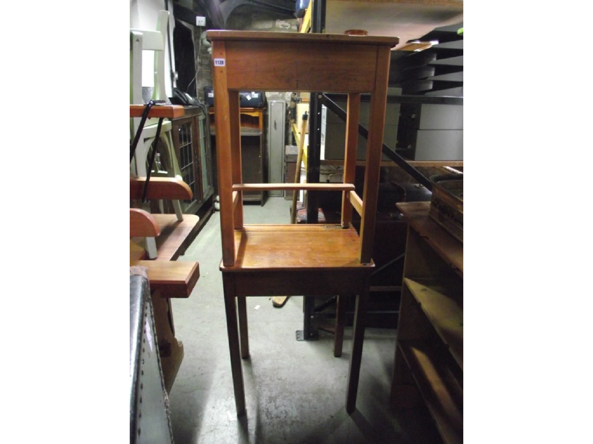 Appraisal: Two similar vintage child's beechwood school desks with hinged lids