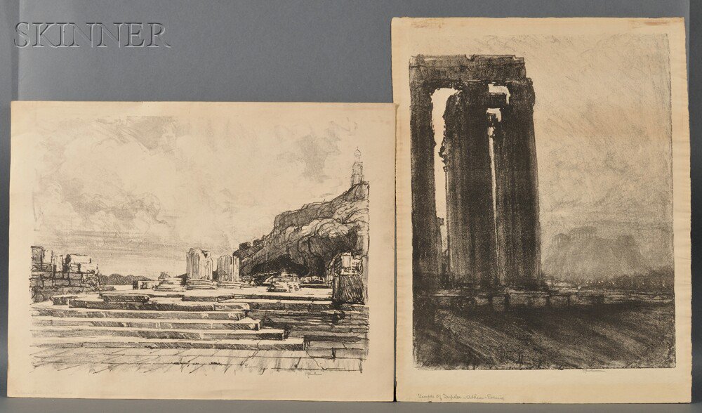 Appraisal: Joseph Pennell American - Two Views of Classical Monuments Temple