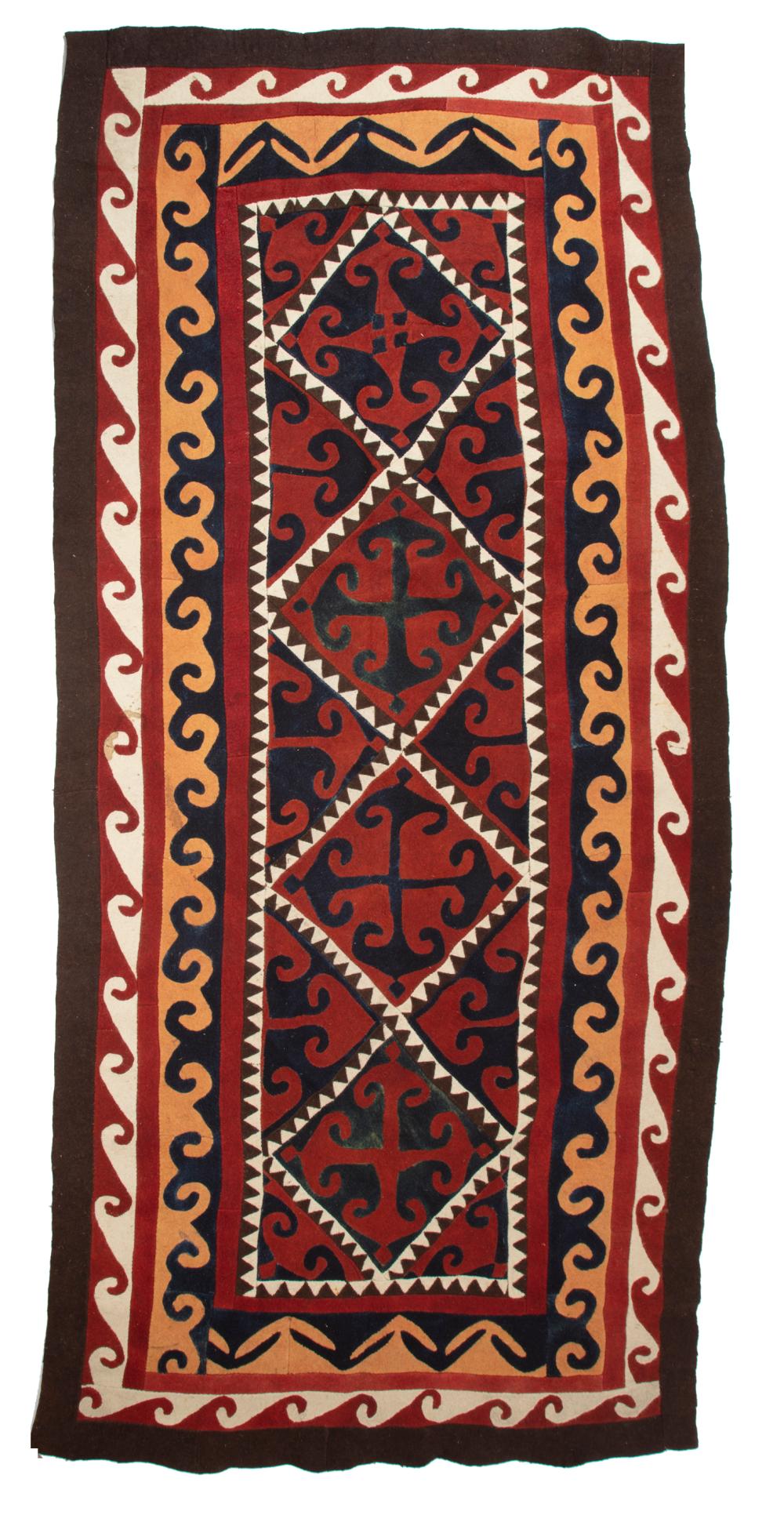 Appraisal: Kyrgyz Felt Rug Uzbekistan c ft in x ft in