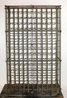 Appraisal: Antique French iron double door wine cage French iron double