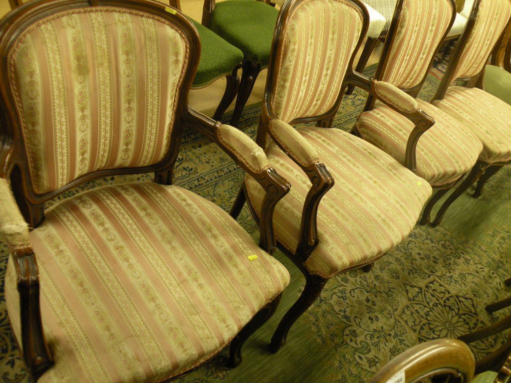 Appraisal: A set of four French style stained beech dining chairs