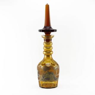 Appraisal: Enormous Antique Bohemian Handpainted Glass Decanter Enormous Antique Bohemian Handpainted