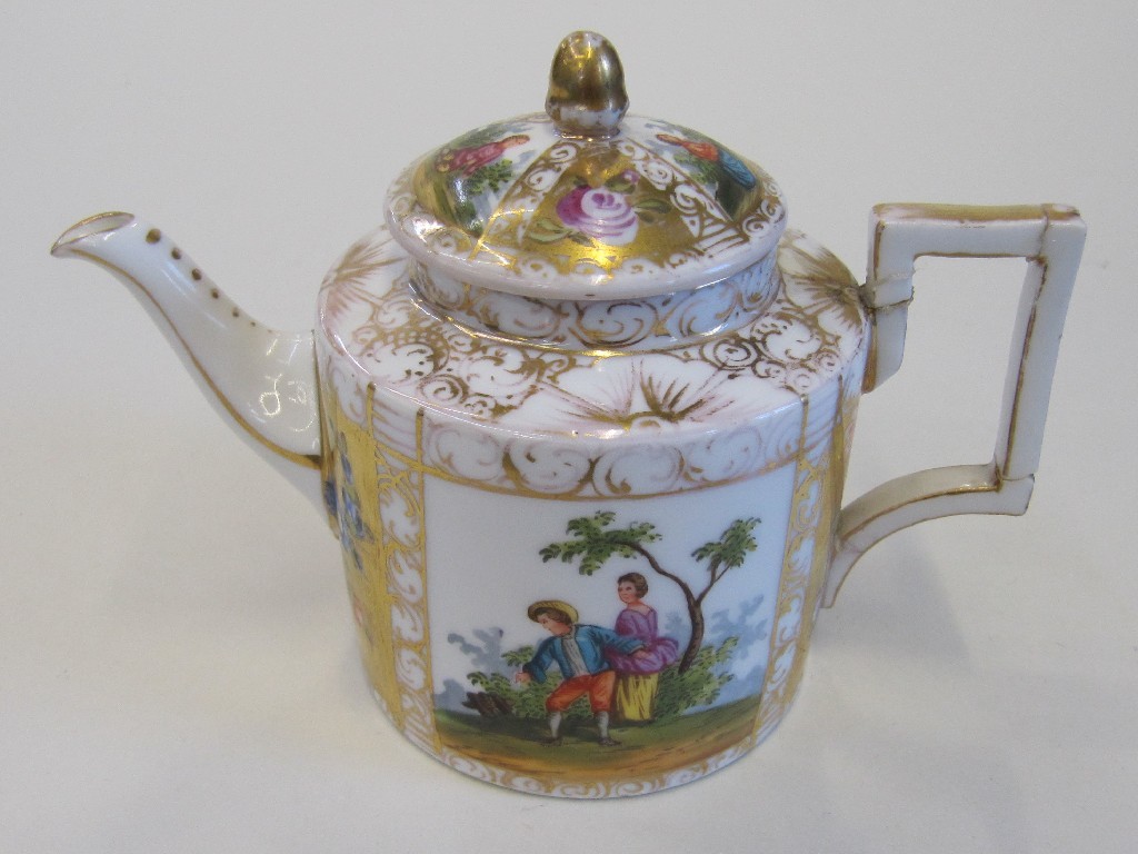 Appraisal: Augustas Rex porcelain miniature teapot handle def