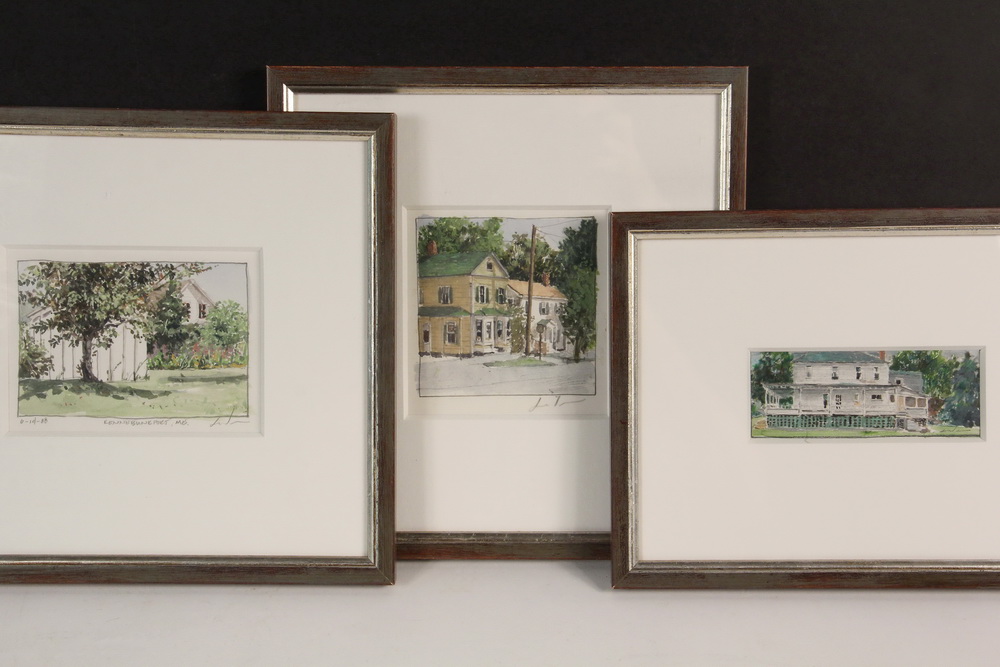 Appraisal: LINDEN FREDERICK Contemporary Belfast Maine - Three Miniature Watercolors all