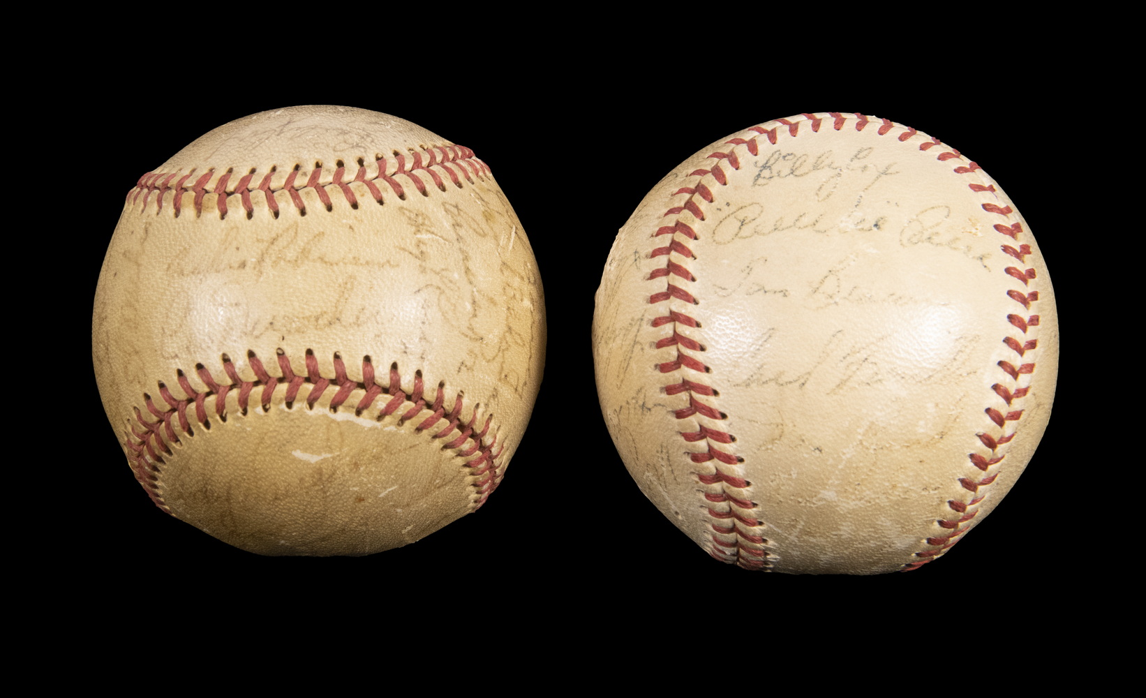 Appraisal: CIRCA BROOKLYN DODGER TEAM SIGNED BASEBALLS Ball one is an