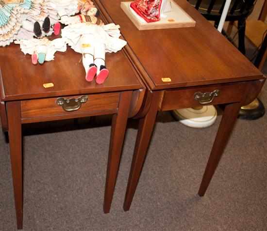 Appraisal: Pair of Henkel-Harris Federal style cherrywood single-drawer drop leaf side