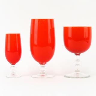 Appraisal: Grouping of Nineteen Mid Century Murano Orange Cased Glass Stemware