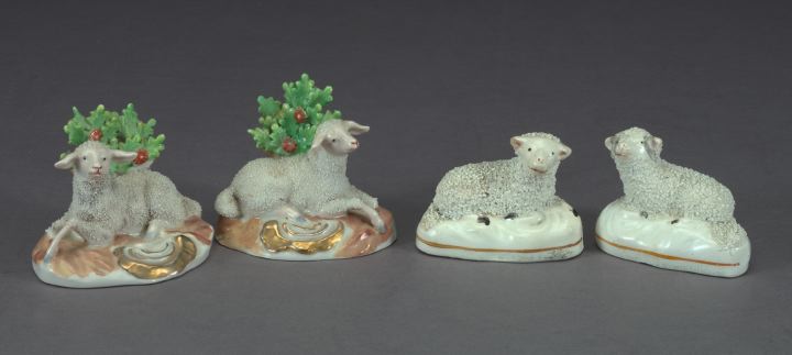 Appraisal: Group of Four Staffordshire Figures of Sheep consisting of a