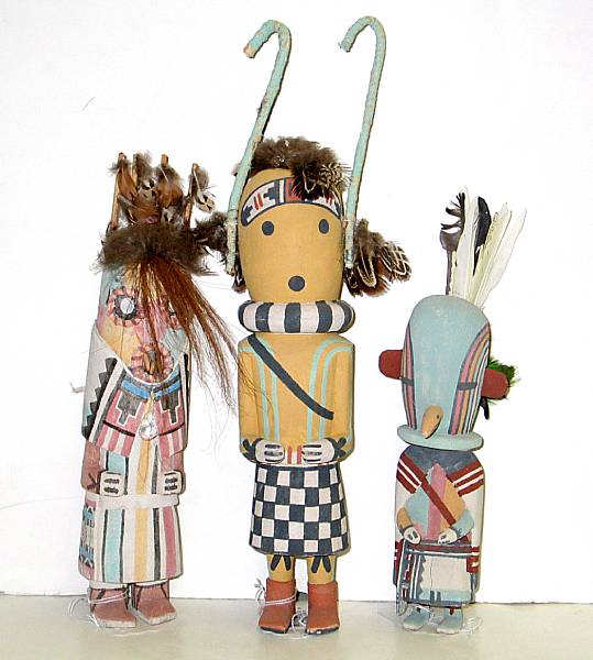 Appraisal: Three Hopi kachina dolls Signed W T P H and