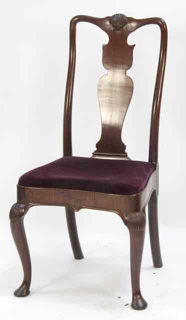 Appraisal: A George I mahogany dining chair the crest rail centred