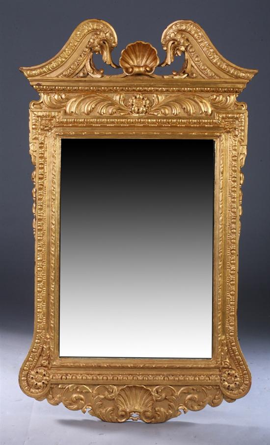 Appraisal: GEORGIAN STYLE GILTWOOD WALL MIRROR early th century with gilt