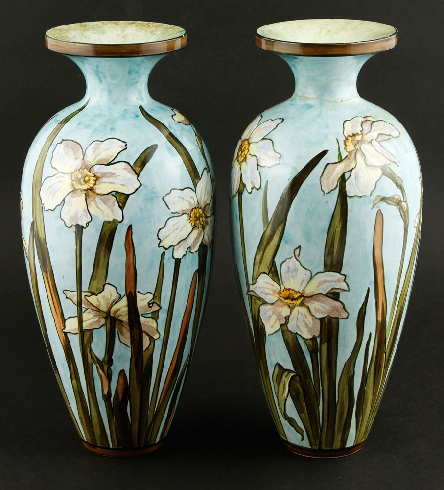 Appraisal: - Pair of Bennett Pottery Vases John Bennett American -