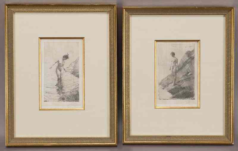 Appraisal: Anders Zorn etchings ''Cercles d'eau II'' signed in pencil lower