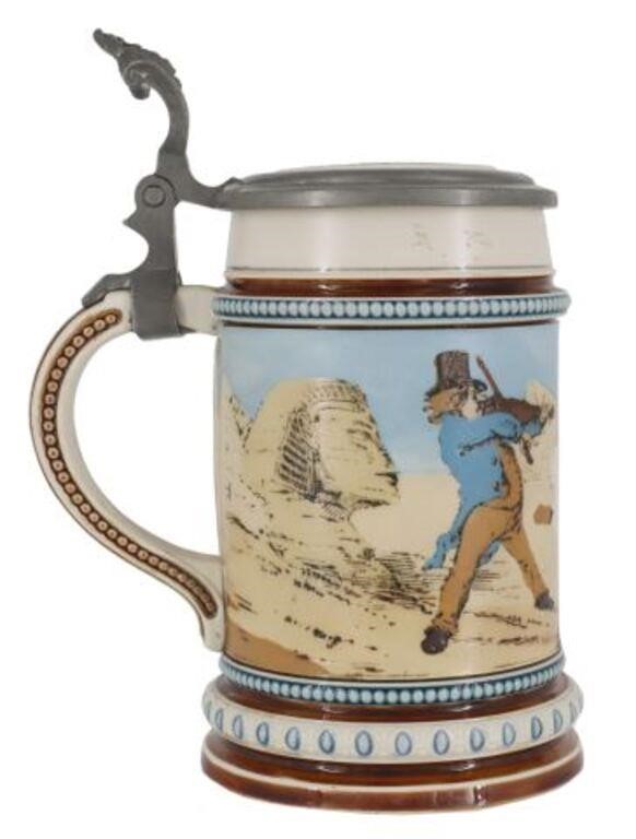 Appraisal: Villeroy and Boch Mettlach pottery beer stein Musician on the