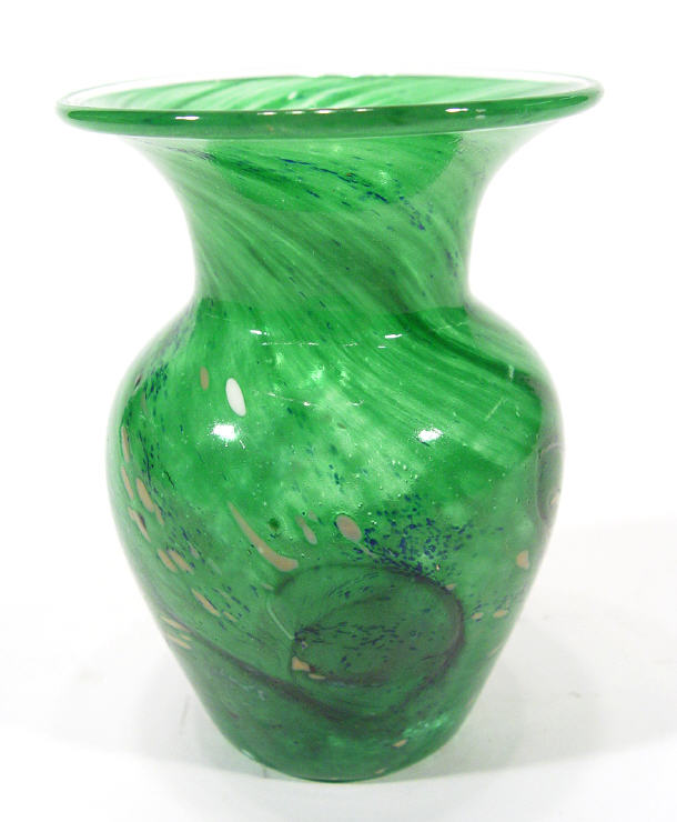 Appraisal: Sark green mottled Art glass vase etched mark to base