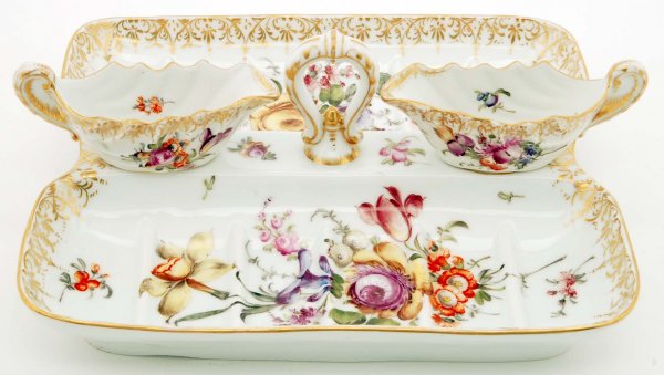 Appraisal: A Dresden porcelain asparagus dish with gilt and polychrome floral