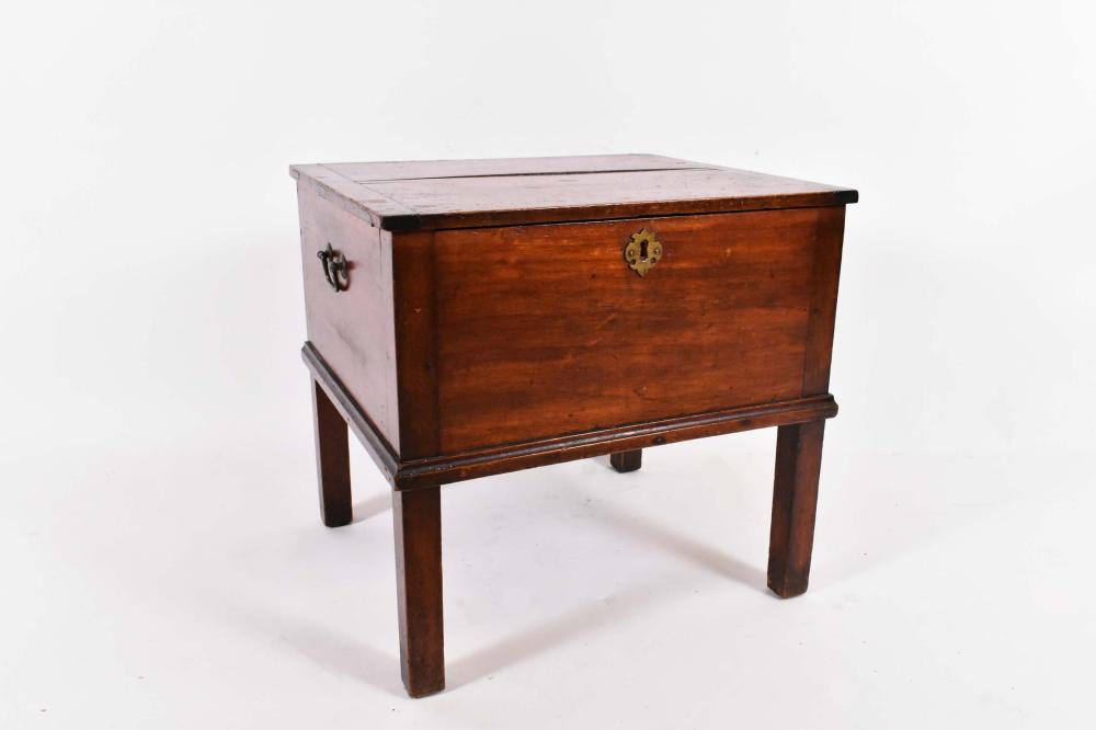 Appraisal: ENGLISH OAK BOX ON LATER STAND th Century Rectangular with