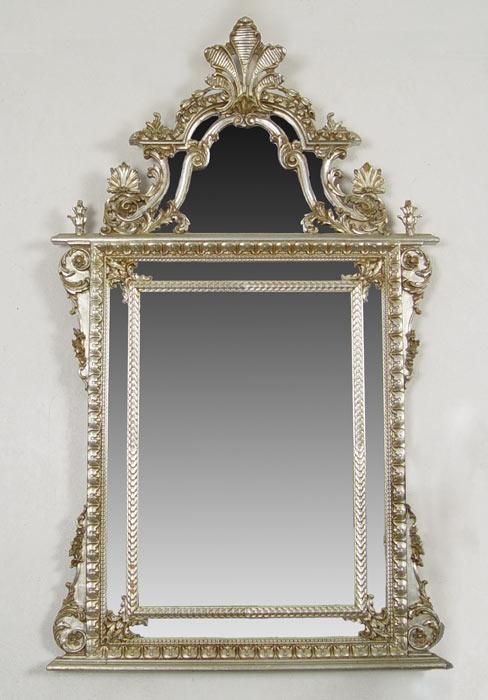 Appraisal: ORNATE CONTEMPORARY SILVER GILT MIRROR '' x ''