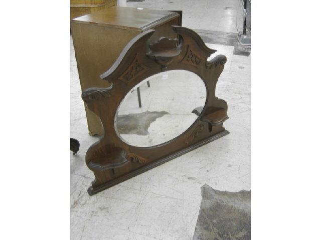 Appraisal: OAK OVER MANTLE BEVELED MIRROR