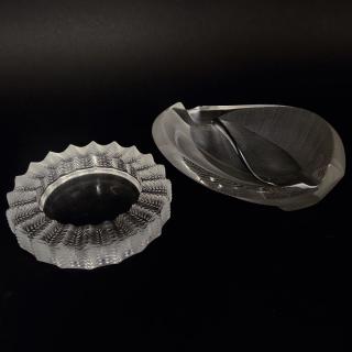 Appraisal: Two Lalique Crystal Ashtrays Two Lalique Crystal Ashtrays One in