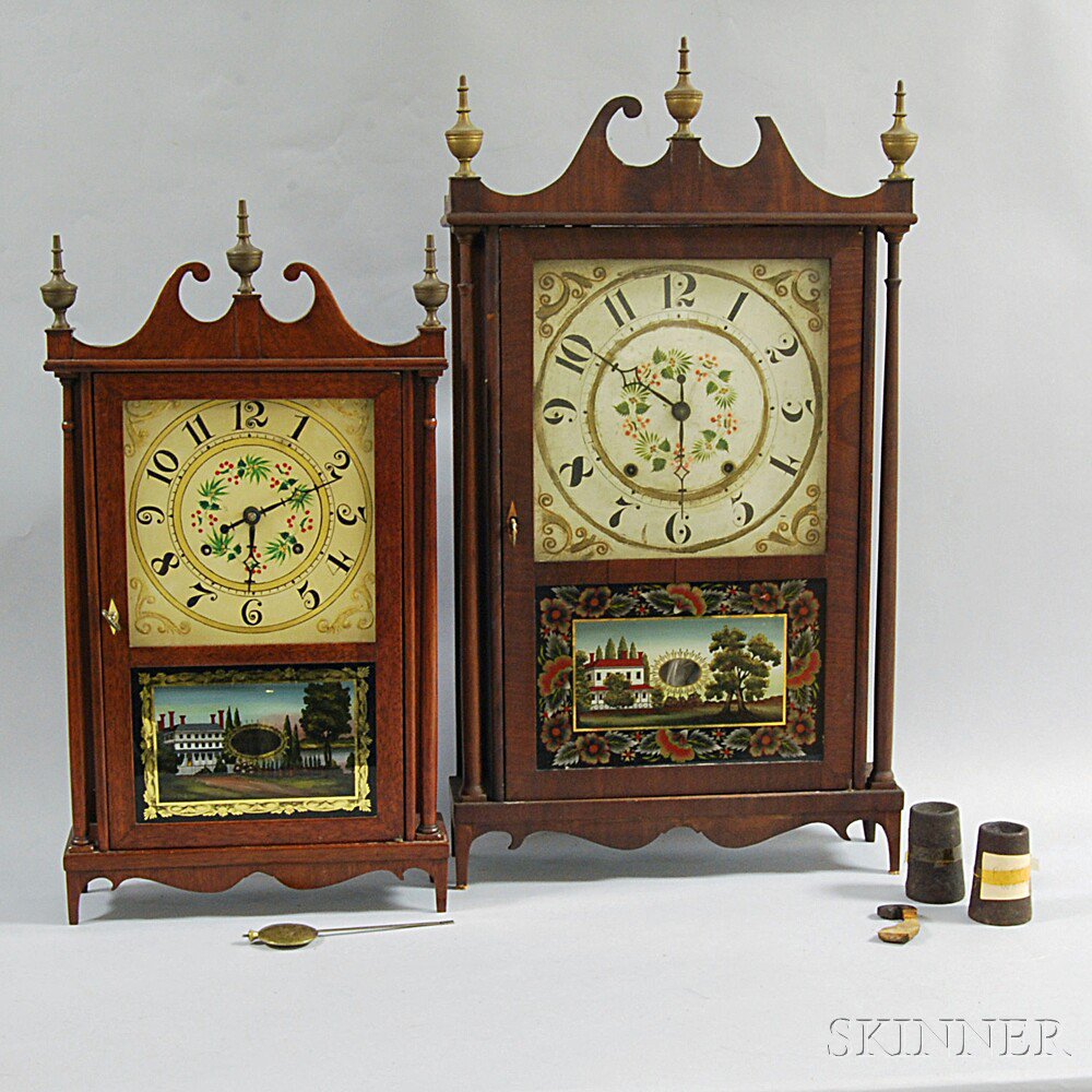 Appraisal: Two Pillar and Scroll Shelf Clocks a Riley Whiting with