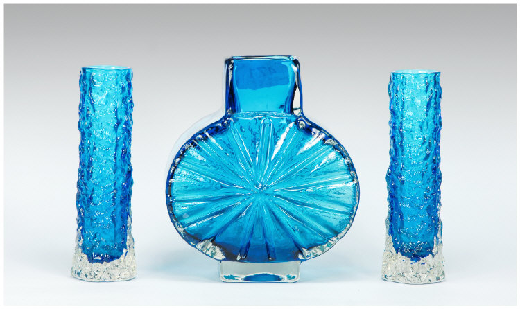 Appraisal: Pair of Whitefriars Indigo Blue Baxter Art Glass Vases plus