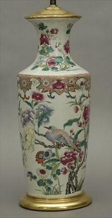 Appraisal: Chinese Famille Rose Porcelain Vase Mounted as a Lamp in