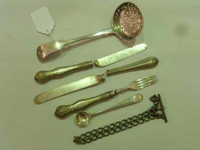 Appraisal: A SMALL COLLECTION OF MISCELLANEOUS SILVER WARES including a casting