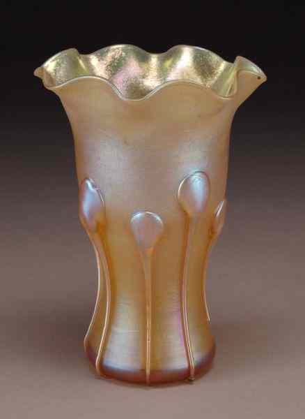 Appraisal: Tiffany gold Favrile glass vase of corset tumbler shape with