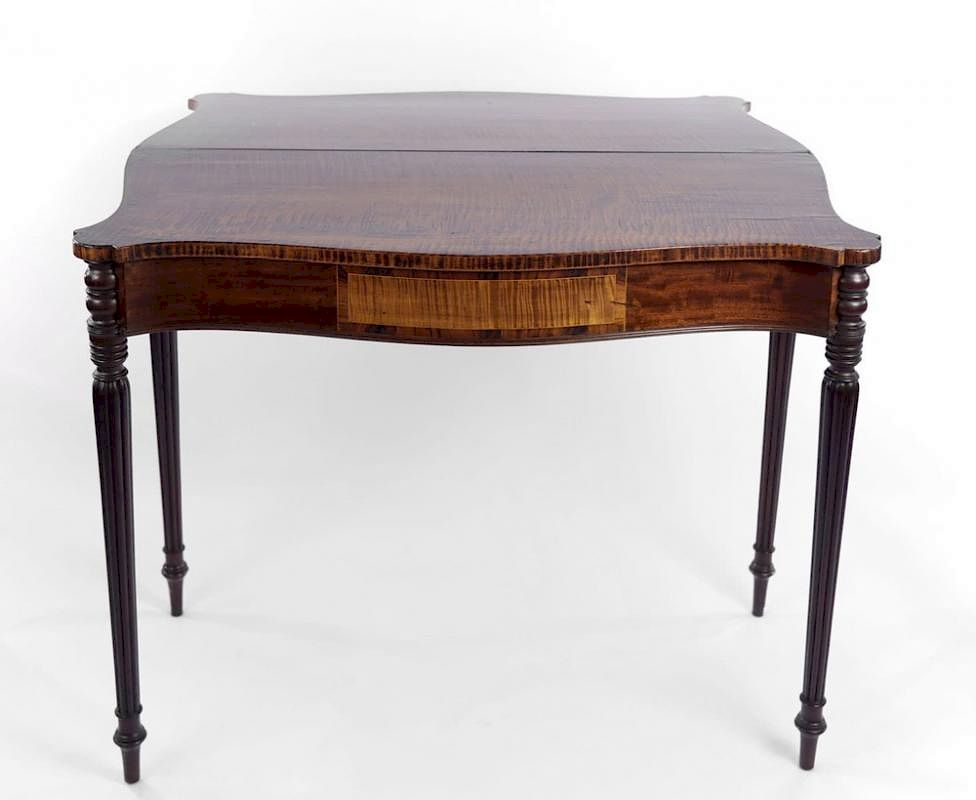 Appraisal: Finely Figured American Tiger Maple Turret Top Game Table c