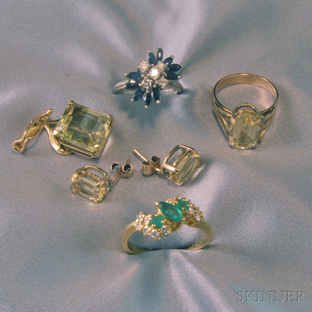 Appraisal: Small Group of Gem-set Jewelry a kt gold and citrine