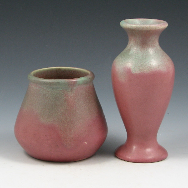 Appraisal: Lot of two Muncie vases with Matte Green over Rose