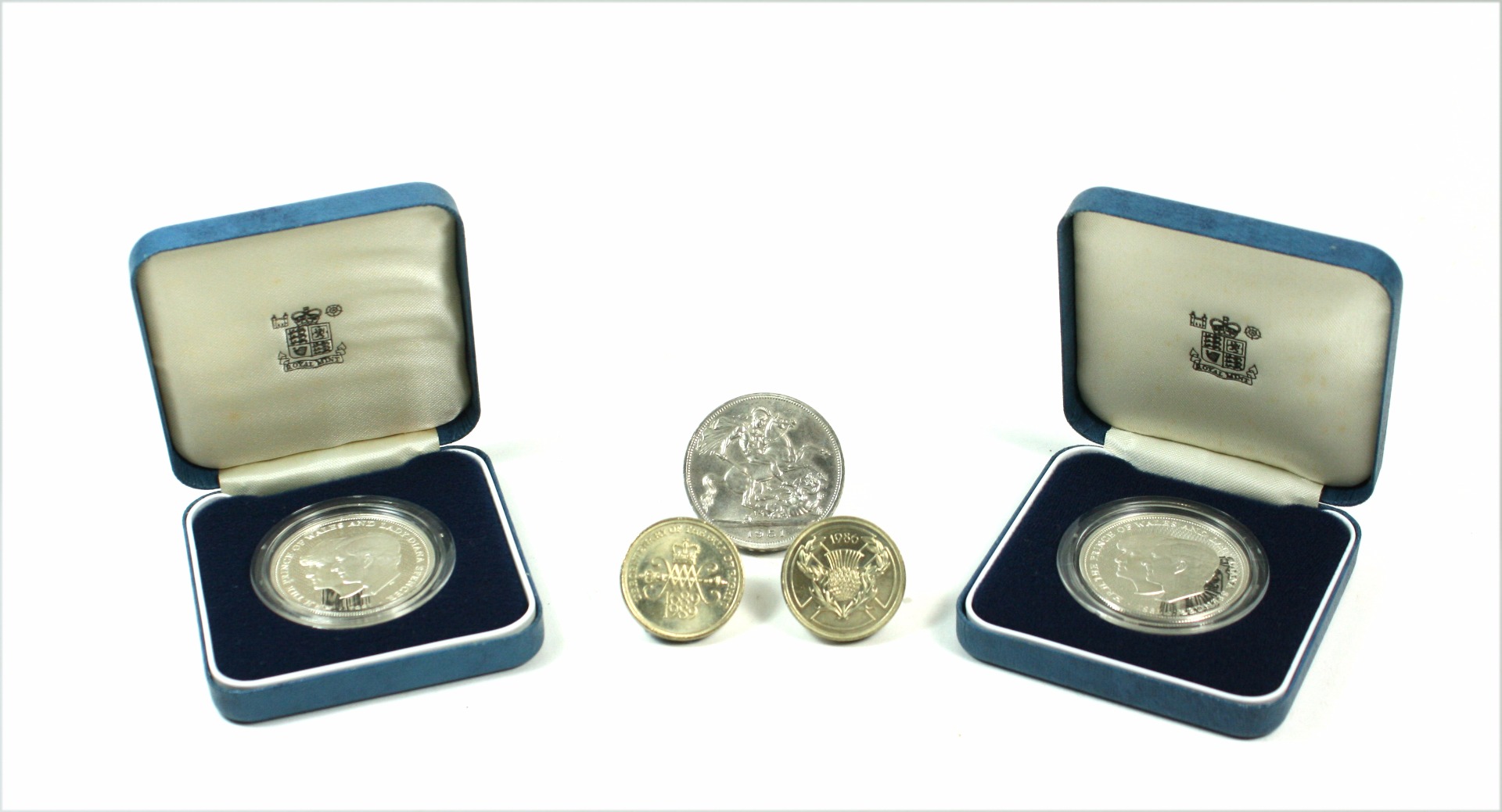 Appraisal: Two Royal Mint cased silver Proof coins Commemorating the Royal