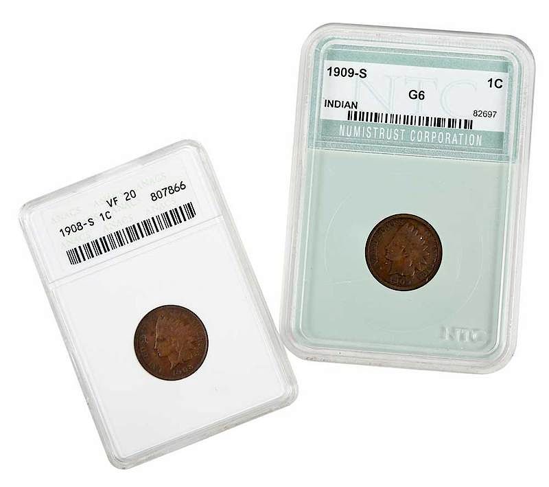 Appraisal: -S and -S Indian Head Cents both San Francisco offerings