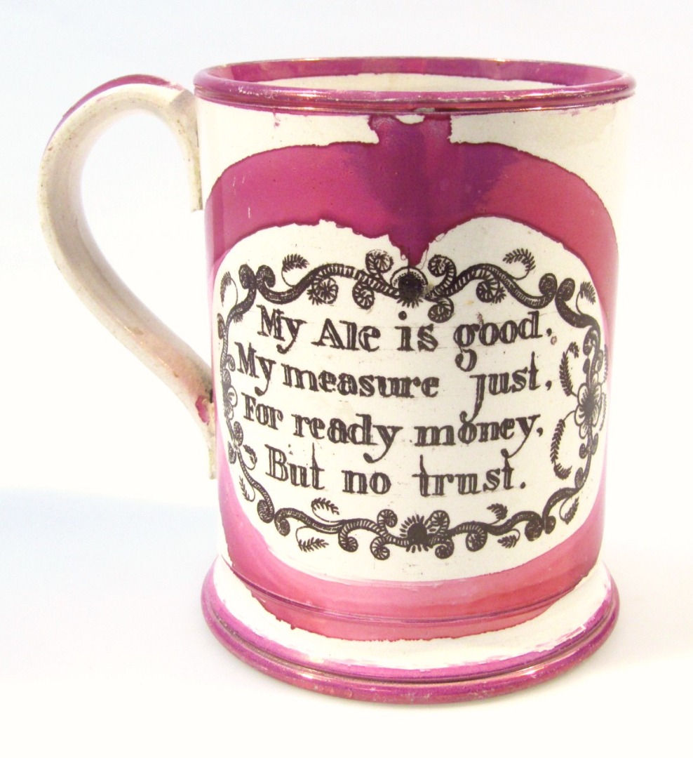 Appraisal: A early thC Sunderland pink lustre frog mug the cylindrical