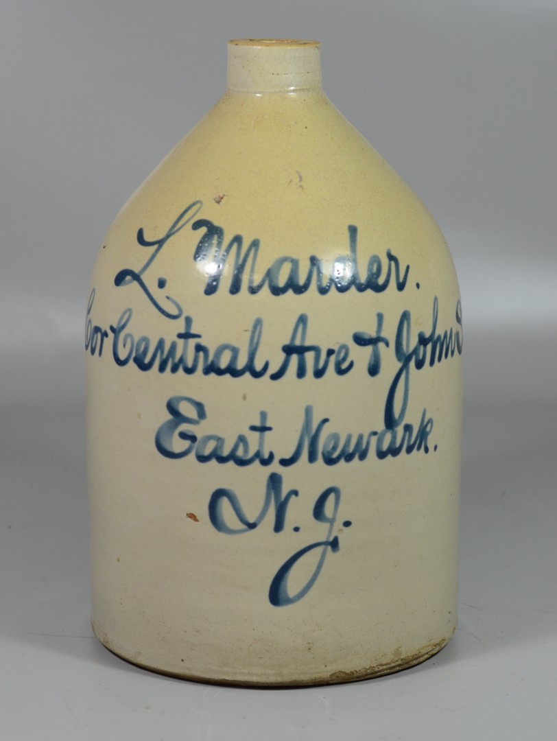 Appraisal: gallon blue script stoneware store jug L Marder Cor Central