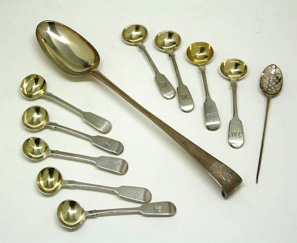 Appraisal: Property of various owners Comprising hook end vegetable spoon with