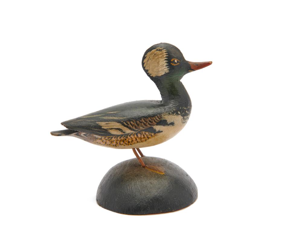 Appraisal: A ELMER CROWELL Miniature Hooded Merganser stamped A E CROWELL