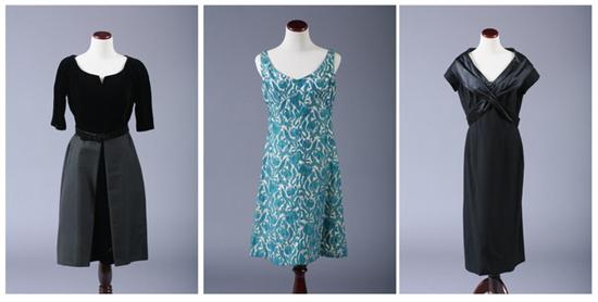 Appraisal: THREE VINTAGE COCKTAIL DRESSES s One Julius Garfinckel a-line knee-length