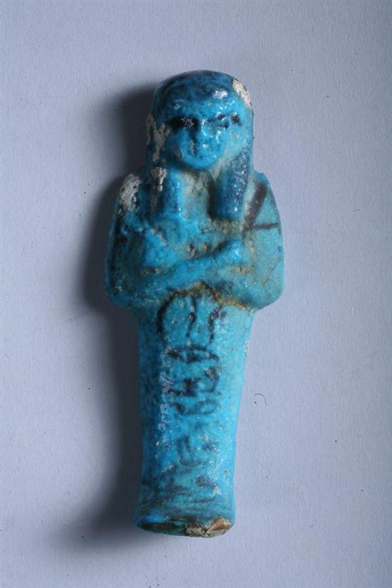 Appraisal: EGYPTIAN TURQUOISE FAIENCE USHABTI late period - in long PROVENANCE