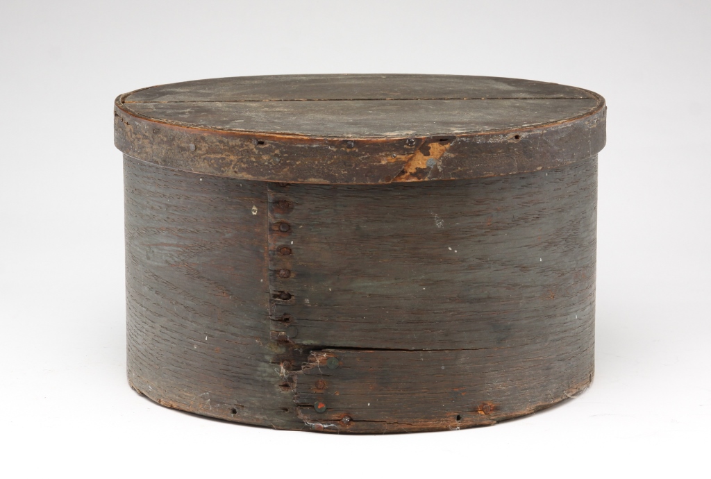 Appraisal: AMERICAN BENTWOOD PANTRY BOX Second half th century Round bentwood