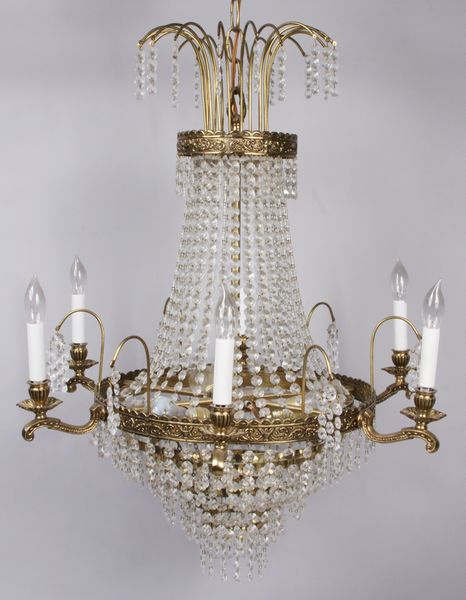 Appraisal: Fantastic th Century six arm chandelier having crystal beads and