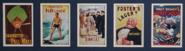 Appraisal: Five framed advertising postcards